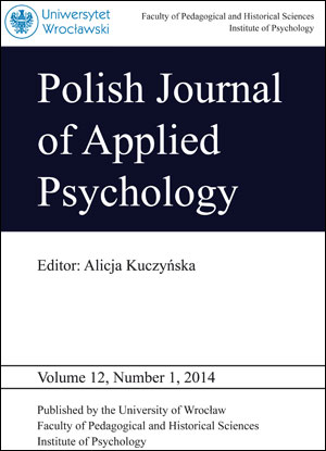 Polish Journal of Applied Psychology Volume 12, Number 1, 2014